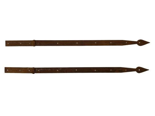 Set of 2 Hinges with Long Band - Rustic Wrought Iron - Rust