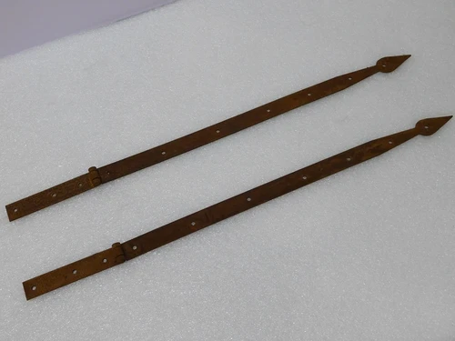 Set of 2 Hinges with Long Band - Rustic Wrought Iron - Rust