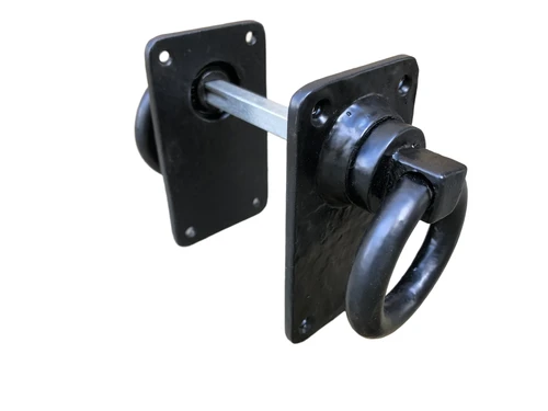 Set-rustic black rings set as door closers/gate closers, beautifully nostalgic.