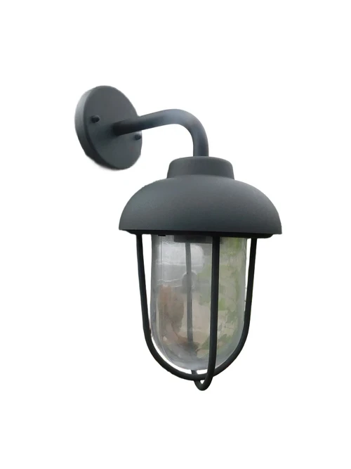 Industriële buitenlamp Travor, zwart-bruin of alu.