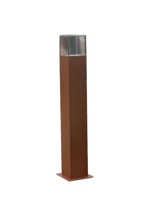 Roest kleurige / zwarte staande buitenlamp, lantaarn, smoked glas, 60cm, aluminium.