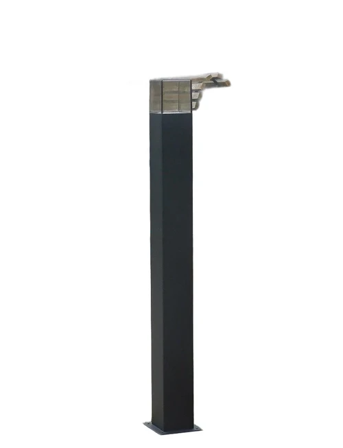 Zwarte / roestkleurige staande buitenlamp, lantaarn,  smoked glas, 90cm, aluminium.