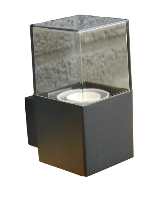 Schwarze Wandleuchte Zanel, Rauchglas, rechteckig, schön!
