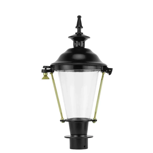 Classic Lantern Shade Black - 40 cm - Aluminum - Round Glass with Brass Accents