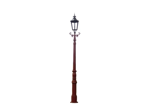 Sturdy Lamp Post - 320 cm - Cast Iron Menie Rough with Black Cap