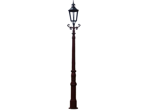 Sturdy Lamp Post - 320 cm - Cast Iron Menie Rough with Black Cap