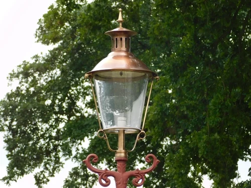 Lamp Post XL with Copper Cap - 325 cm - Cast Iron Raw Slate