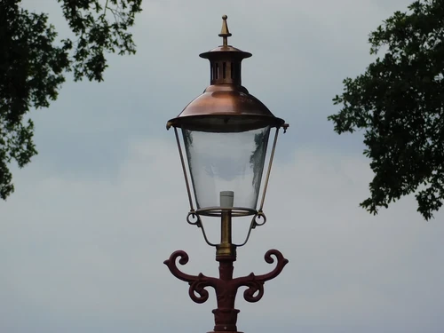 Lamp Post XL with Copper Cap - 325 cm - Cast Iron Raw Slate