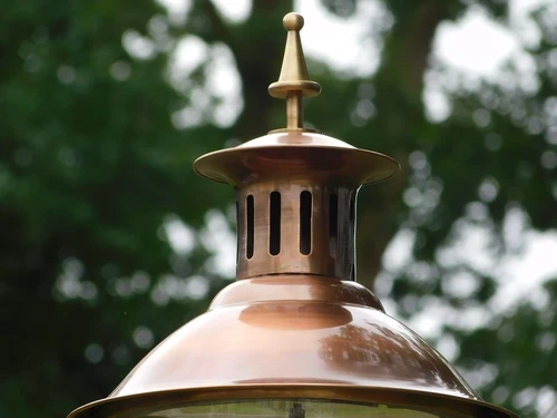 Lamp Post XL with Copper Cap - 325 cm - Cast Iron Raw Slate