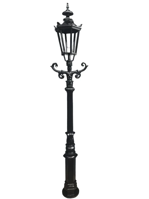 Outdoor lamp, lantern Amsterdam with ceramic fitting and glass, cast aluminum, 225 cm.