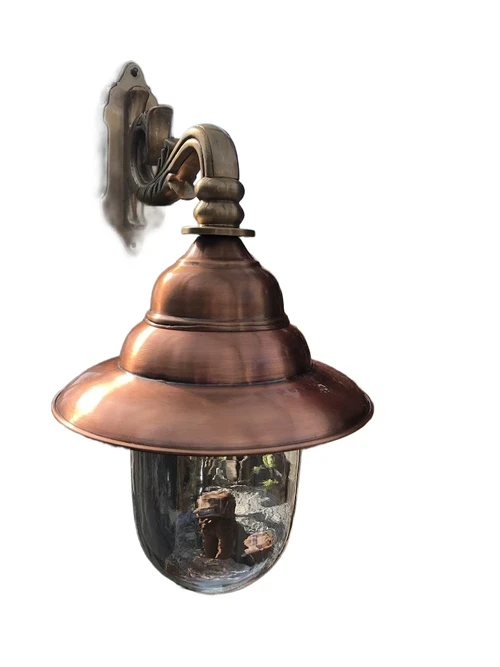 Außenlampe ganz aus Kupfer-Glas, Kupfer-Wandlampe, rustikale Außenlampe, Außen-Wandlampe vor der Tür, Top-Qualität!