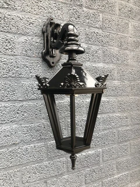 Outdoor lamp Gouda - black ore green- ceramic fitting and glass
