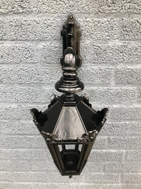 Outdoor lamp Gouda - black ore green- ceramic fitting and glass
