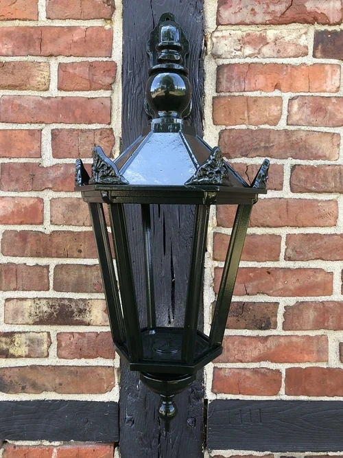 Buitenlamp Winkel - groen - keramische fitting en glas  NOG 2 X!