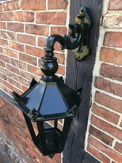 Buitenlamp Winkel - groen - keramische fitting en glas  NOG 2 X!