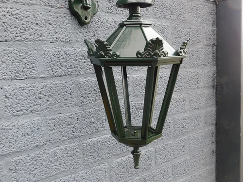 Outdoor lamp Gouda - black -green- ceramic fitting and glass