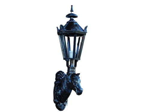 Nostalgische buitenlamp / wandlamp, paardenhoofd, zwart