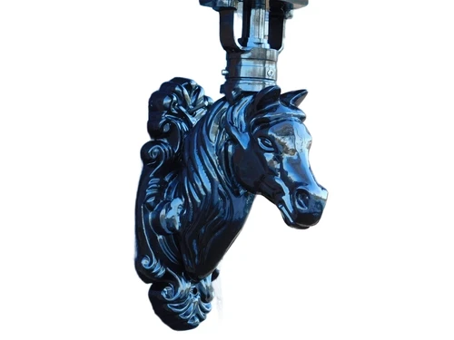 Nostalgische buitenlamp / wandlamp, paardenhoofd, zwart