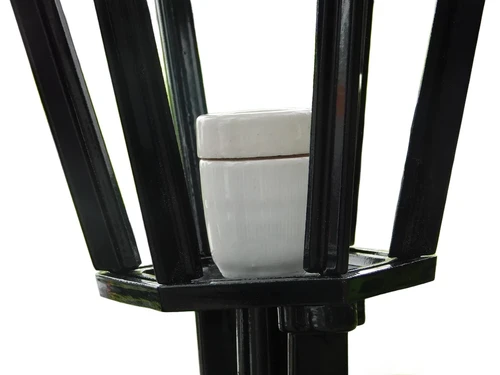 Nostalgische buitenlamp, zwart - aluminium, decoratieve arm + middel kap - huisdecoratie