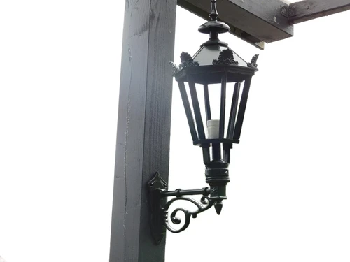 garden lamp, aluminum - green, decorative arm + small shade - garden decoration