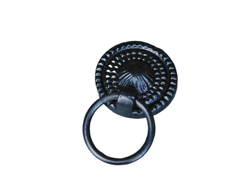 Cabinet knob - drawer knob - furniture knob - black - round with ring