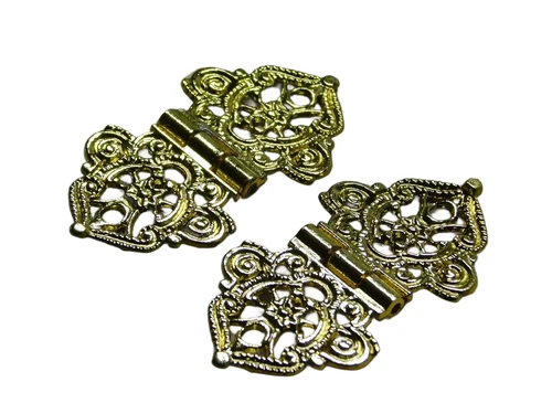 Set of Two Decorative Furniture Hinges - Gold Coloured