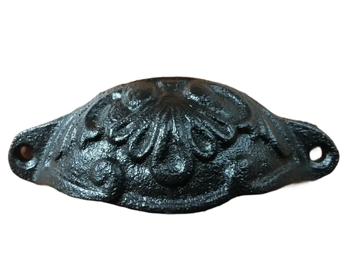 Drawer handle , door handle, furniture hardware, with beautiful motif, antique iron, black