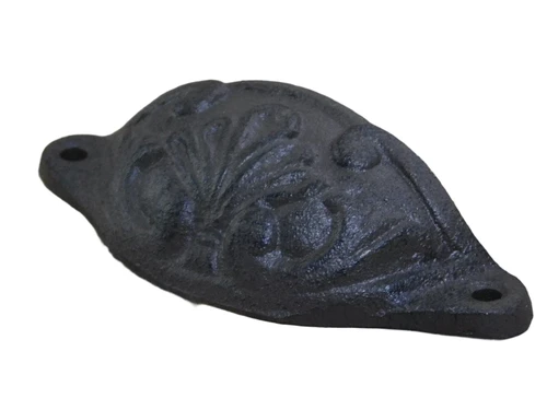 Drawer handle, door handle, furniture hardware, with beautiful motif, antique iron, brown