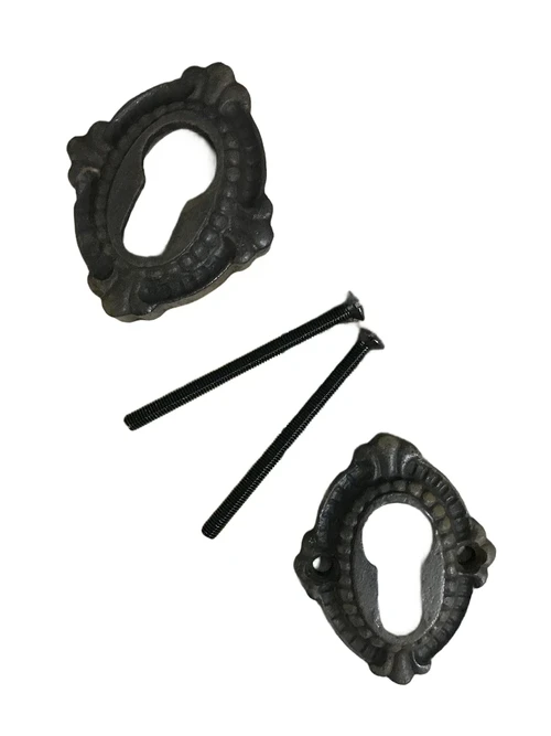 Set veiligheidsslot rozetten, 1 x binnen en buiten 1x, stichtend tijd, van ijzermet 2 schroefdraad schroeven