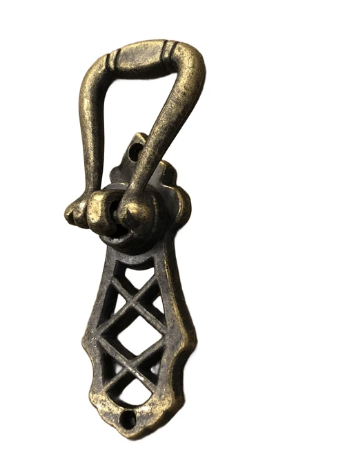 Vintage laden, kastdeur handvat, brass-messing.