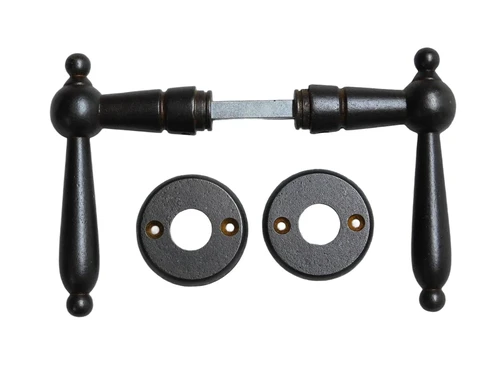 Set of door handles with latch rosettes - Iron Rusted - Dark Brown