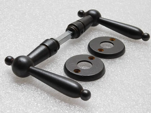Set of door handles with latch rosettes - Iron Rusted - Dark Brown