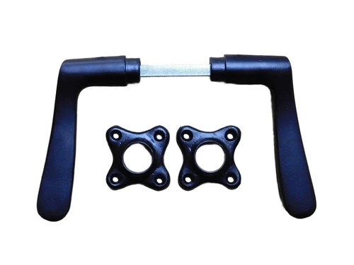 Set of Door Handles with Square Rosettes - Aluminium - Black