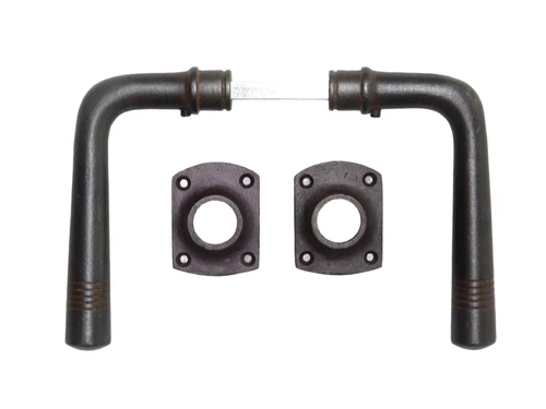 Set Door handles with latch rosettes + Lever pin - Iron - Dark brown