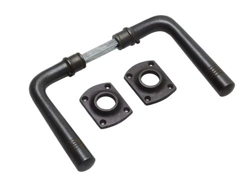 Set Door handles with latch rosettes + Lever pin - Iron - Dark brown
