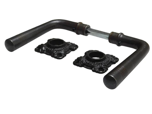 Set Deurkrukken met Klinkrozetten Vierkant + Krukstift - IJzer - Donkerbruin