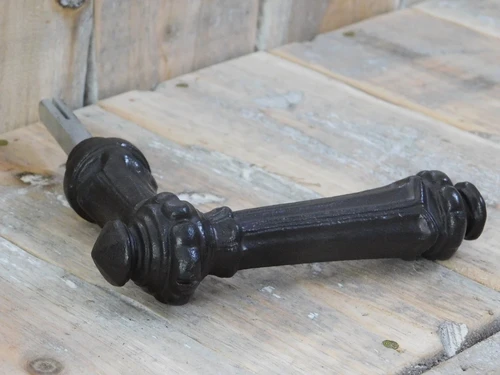 1 Beautiful heavy door handle made of antique iron, colour brown.