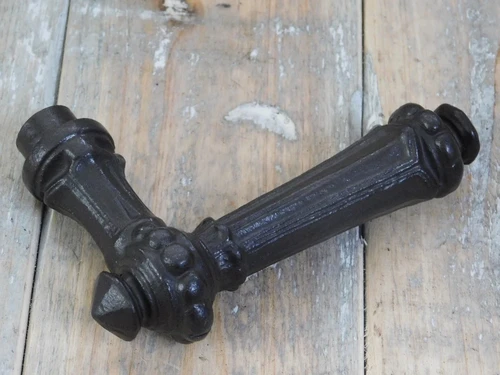 1 Beautiful heavy door handle made of antique iron, colour brown.