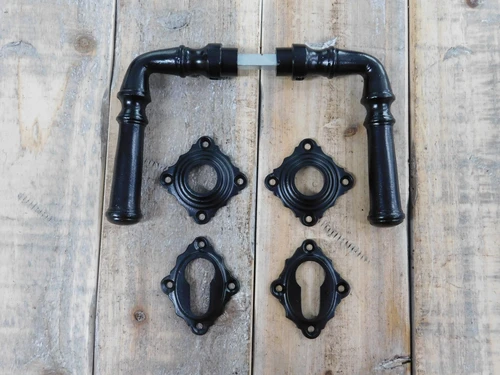 Door handle set Wolga- like antique, Black