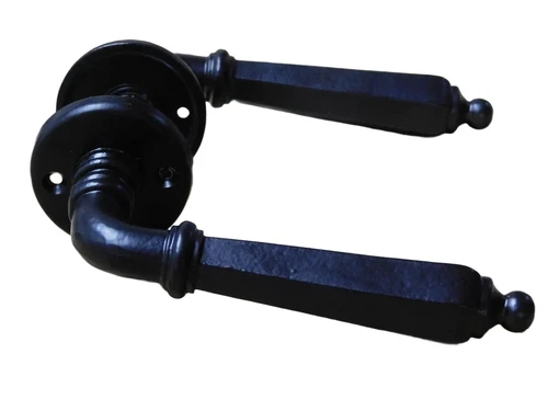 Set of door handles with lock rosettes BB - black - wrought iron