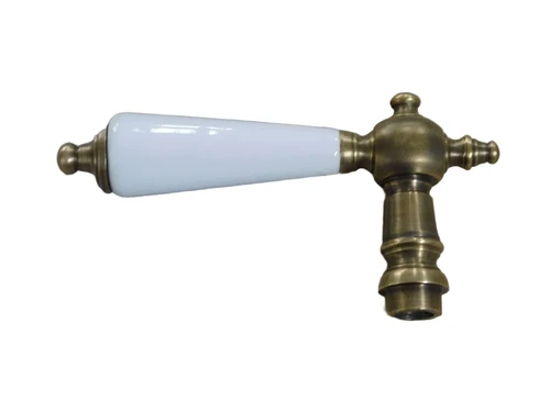 1 deurknop messing met wit keramisch handvat, met inbegrip van doorn