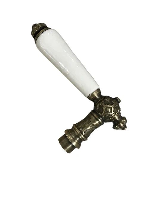 1 door handle brass with porcelain grip including mandrel