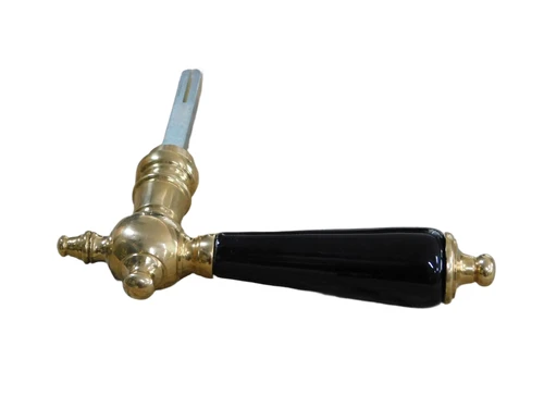 1 door handle with porcelain handle in black, polished brass with mandrel