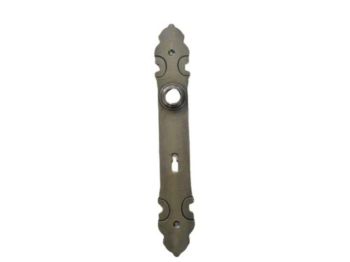 1 Long door plate ''cotten'' - brass patinated, room door lock suitable.