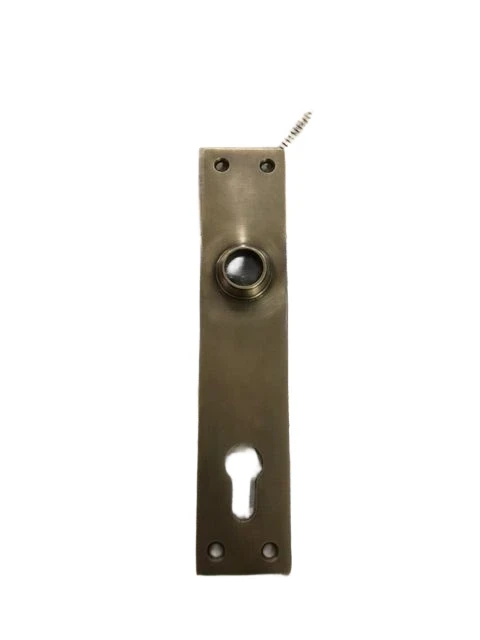 1 Long doorplate patinated brass, door hardware COVA, PZ92, cylinder lock suitable.