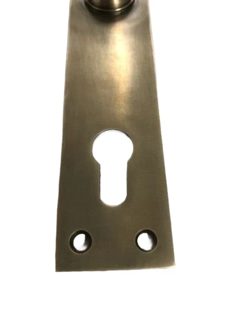 1 Long doorplate patinated brass, door hardware COVA, PZ92, cylinder lock suitable.