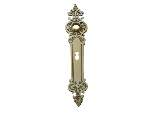 1 Long door plate Tilspit - polished brass, as an antique, room door lock suitable.