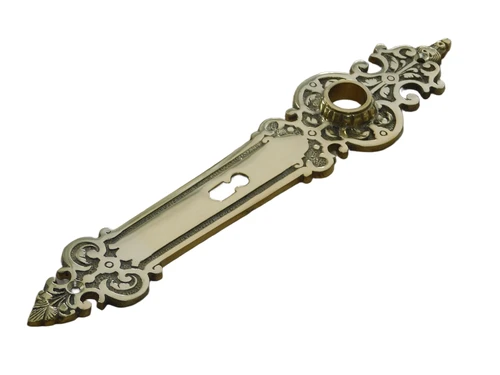 1 Long door plate Tilspit - polished brass, as an antique, room door lock suitable.