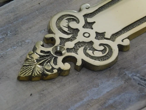 1 Long door plate Tilspit - polished brass, as an antique, room door lock suitable.