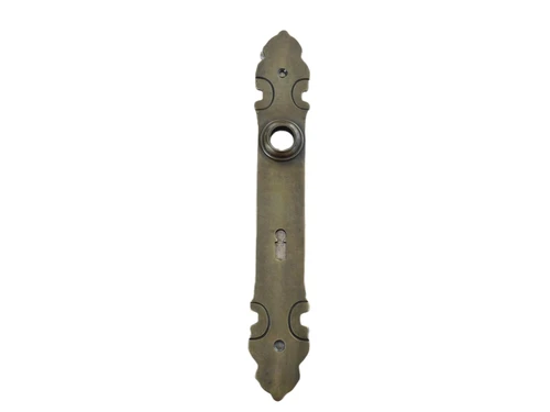 1 Long door plate-both-plate in brass patina, Biedermeier door fittings, beautiful!